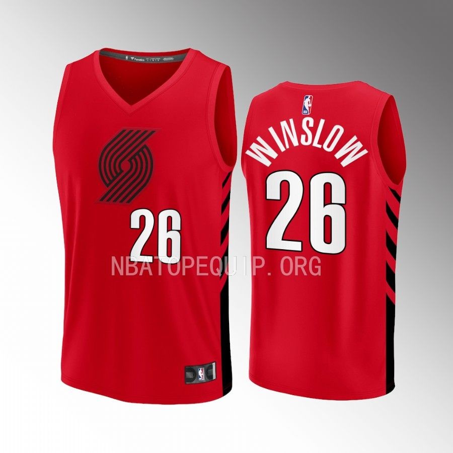 Portland Trail Blazers #26 Justise Winslow Statement Edition Jersey 2022-23 Fast Break Player Red
