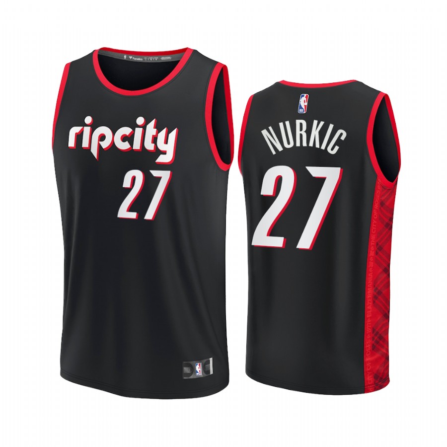 Portland Trail Blazers #27 Jusuf Nurkic Jersey 2021-22 NBA75th City Edition Black