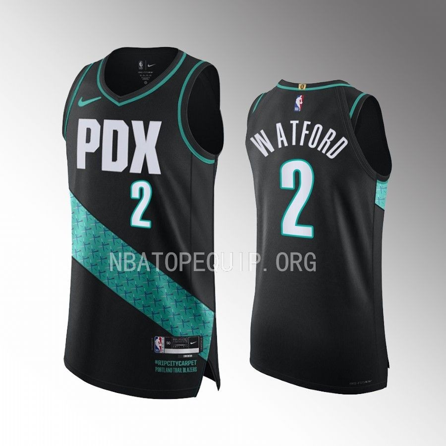 Portland Trail Blazers #2 Trendon Watford Black Jersey 2022-23 City Edition