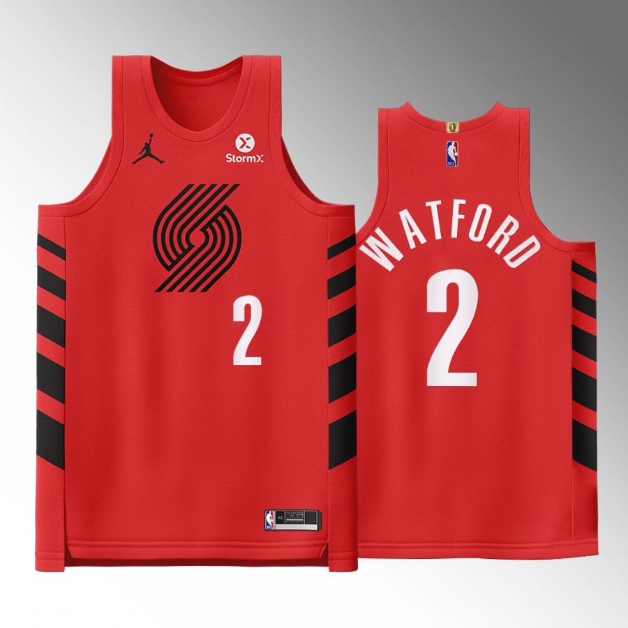 Portland Trail Blazers #2 Trendon Watford Red Jersey 2022-23 Statement Edition