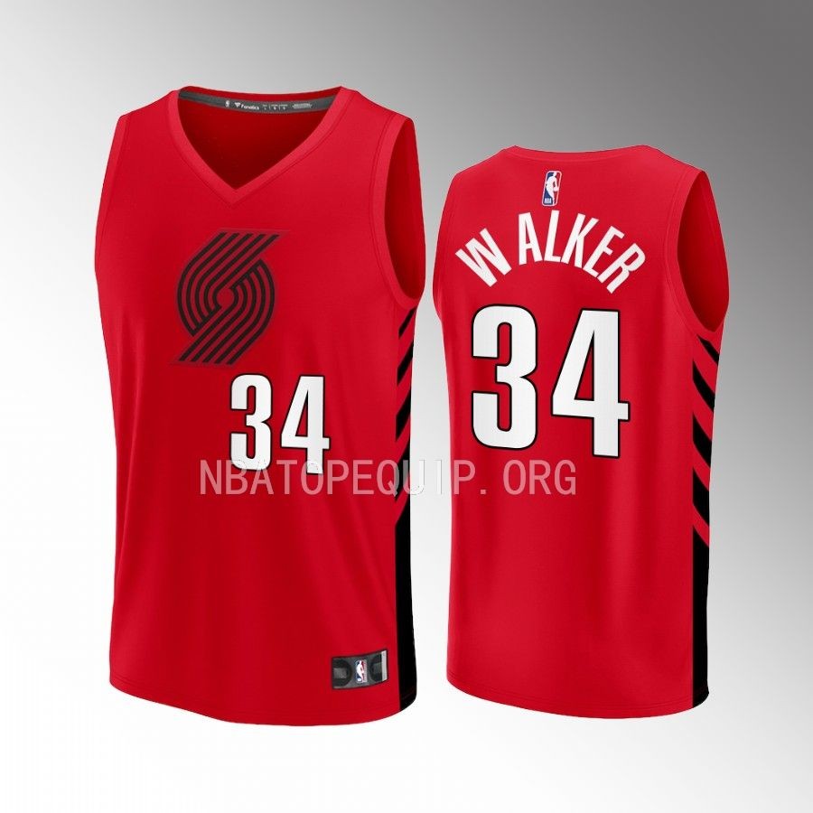 Portland Trail Blazers #34 Jabari Walker Statement Edition Jersey 2022-23 Fast Break Player Red
