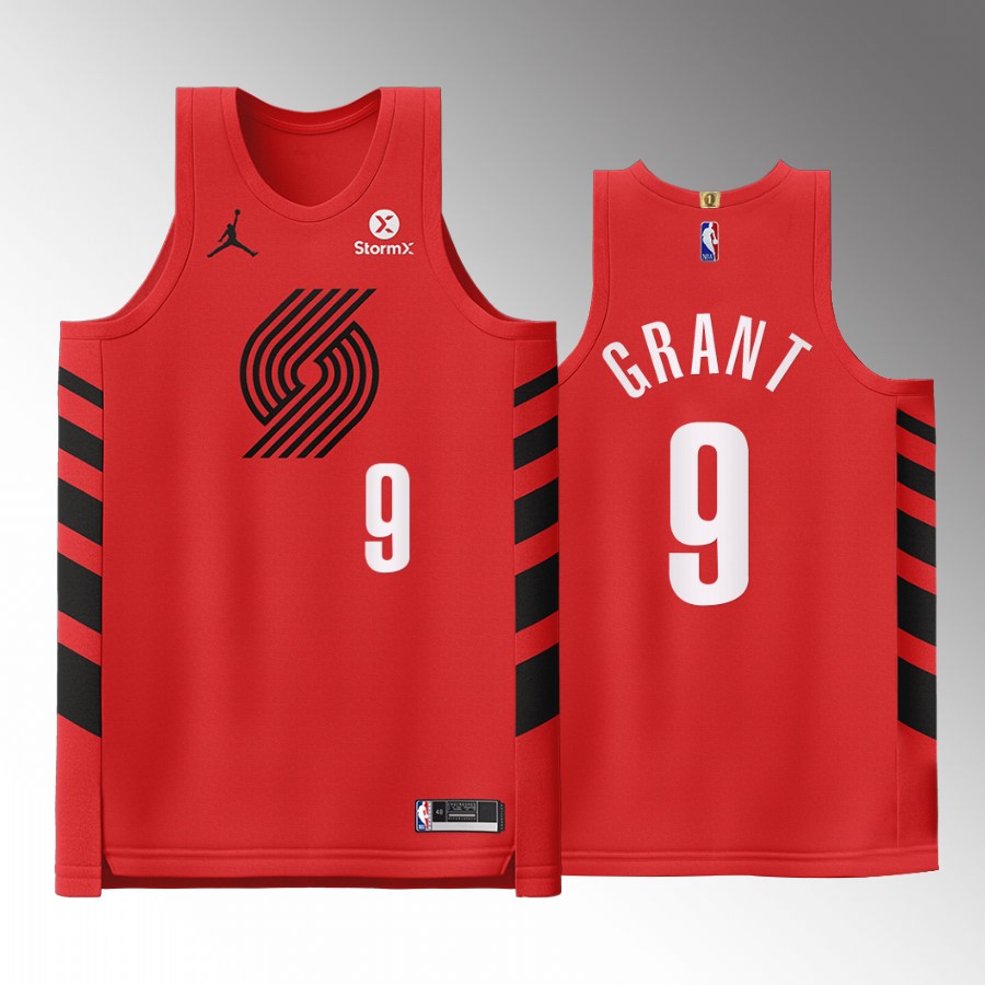 Portland Trail Blazers #9 Jerami Grant Red Jersey 2022-23 Statement Edition