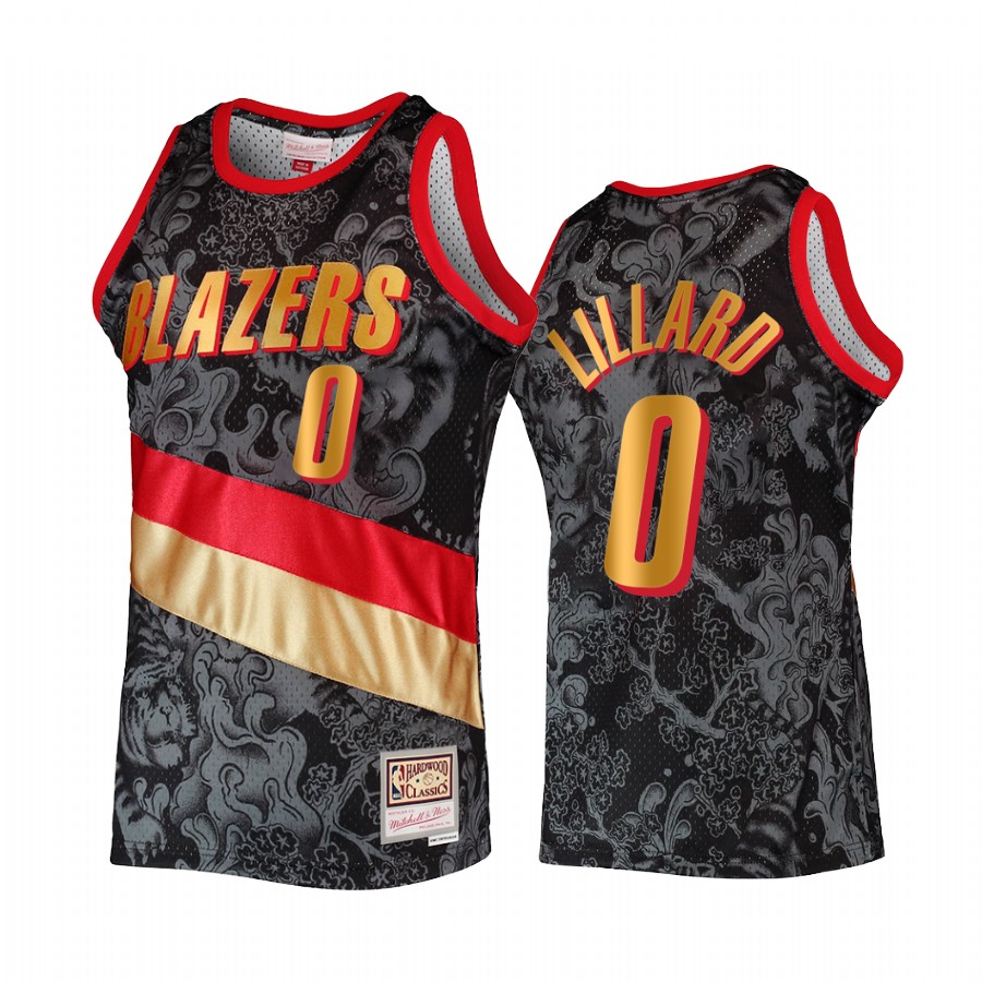 Portland Trail Blazers 2022 Lunar New Year Damian Lillard Jersey Black Throwback