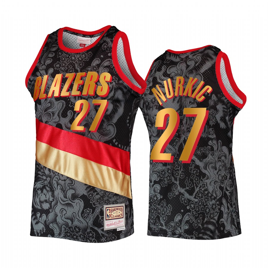 Portland Trail Blazers 2022 Lunar New Year Jusuf Nurkic Jersey Black Throwback