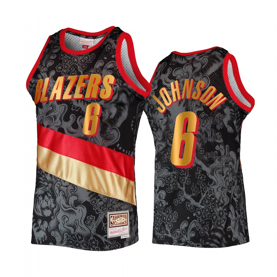 Portland Trail Blazers 2022 Lunar New Year Keon Johnson Jersey Black Throwback