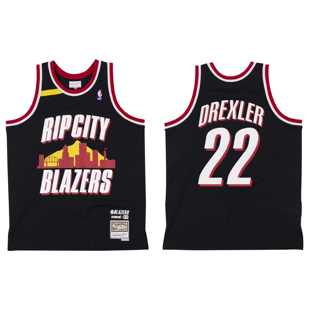 Portland Trail Blazers BR Remix Rip City Clyde Drexler #22 Black Jersey
