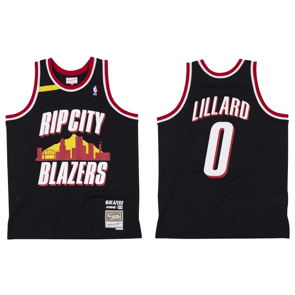 Portland Trail Blazers BR Remix Rip City Damian Lillard #0 Black Jersey