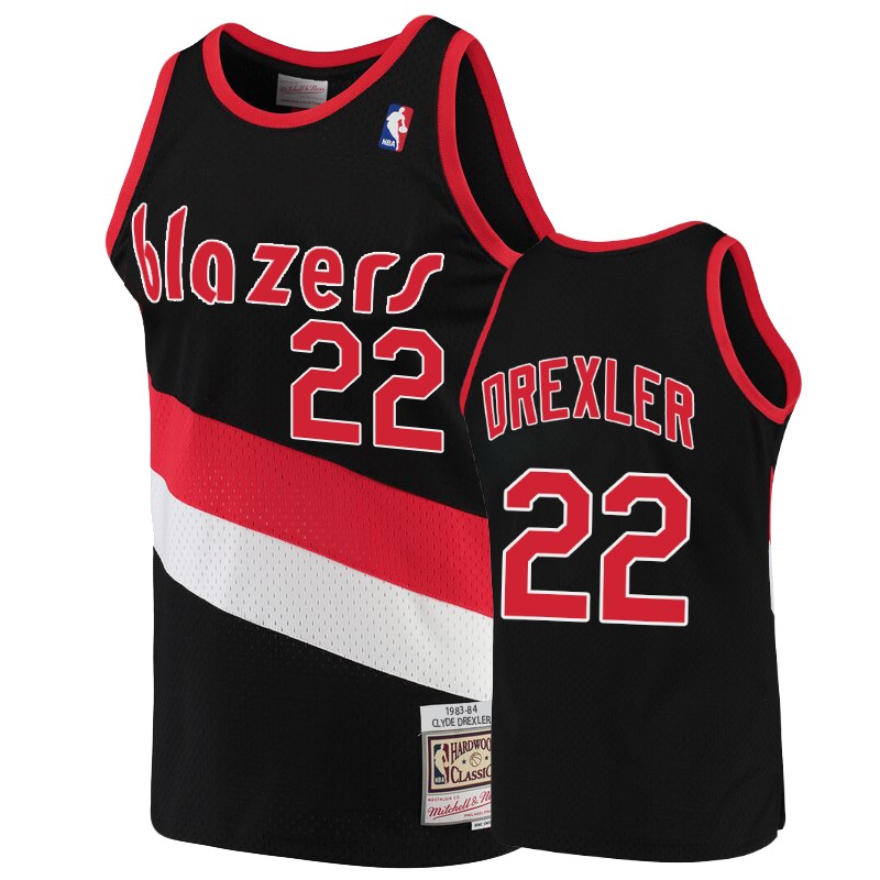 Portland Trail Blazers Clyde Drexler Black 1983-84 Hardwood Classics Jersey