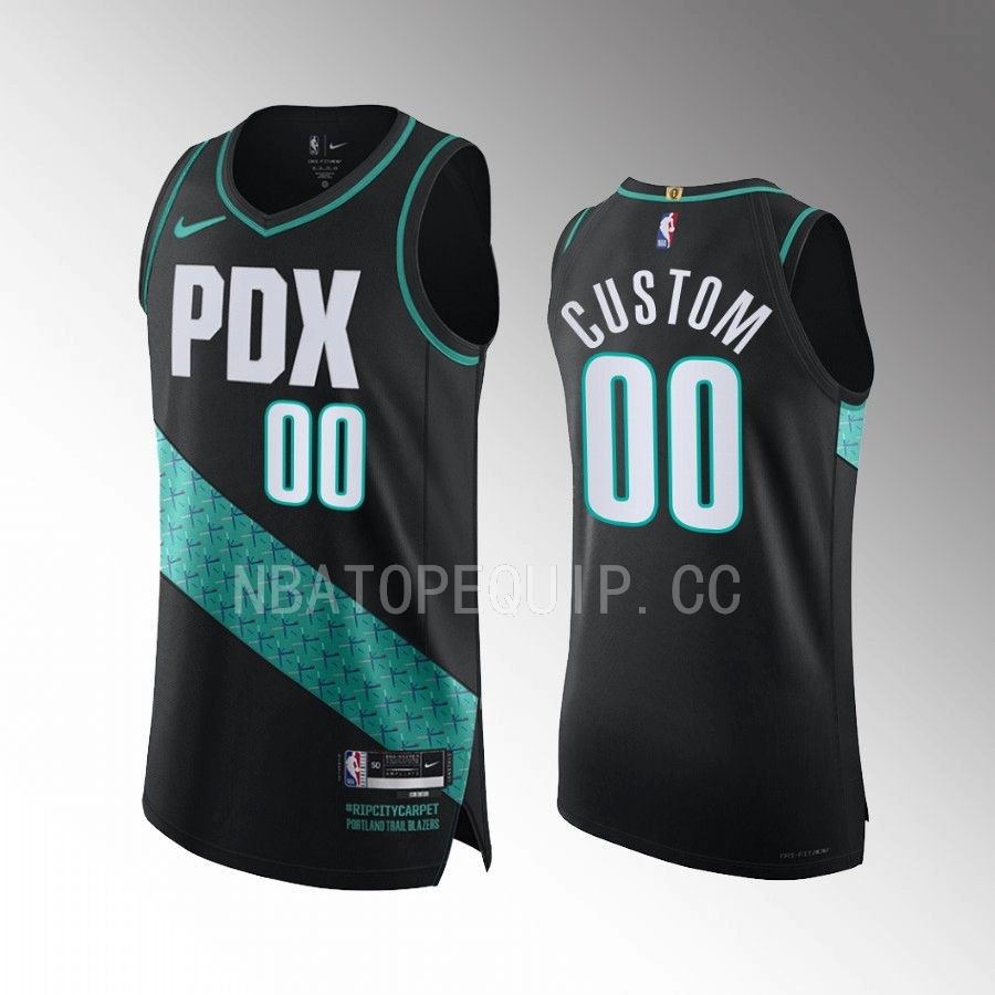 Portland Trail Blazers Custom 2022-23 City Edition Black #00 Jersey