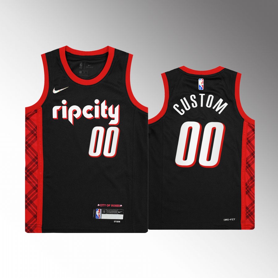 Portland Trail Blazers Custom City Edition Black Youth Jersey Diamond Badge #00