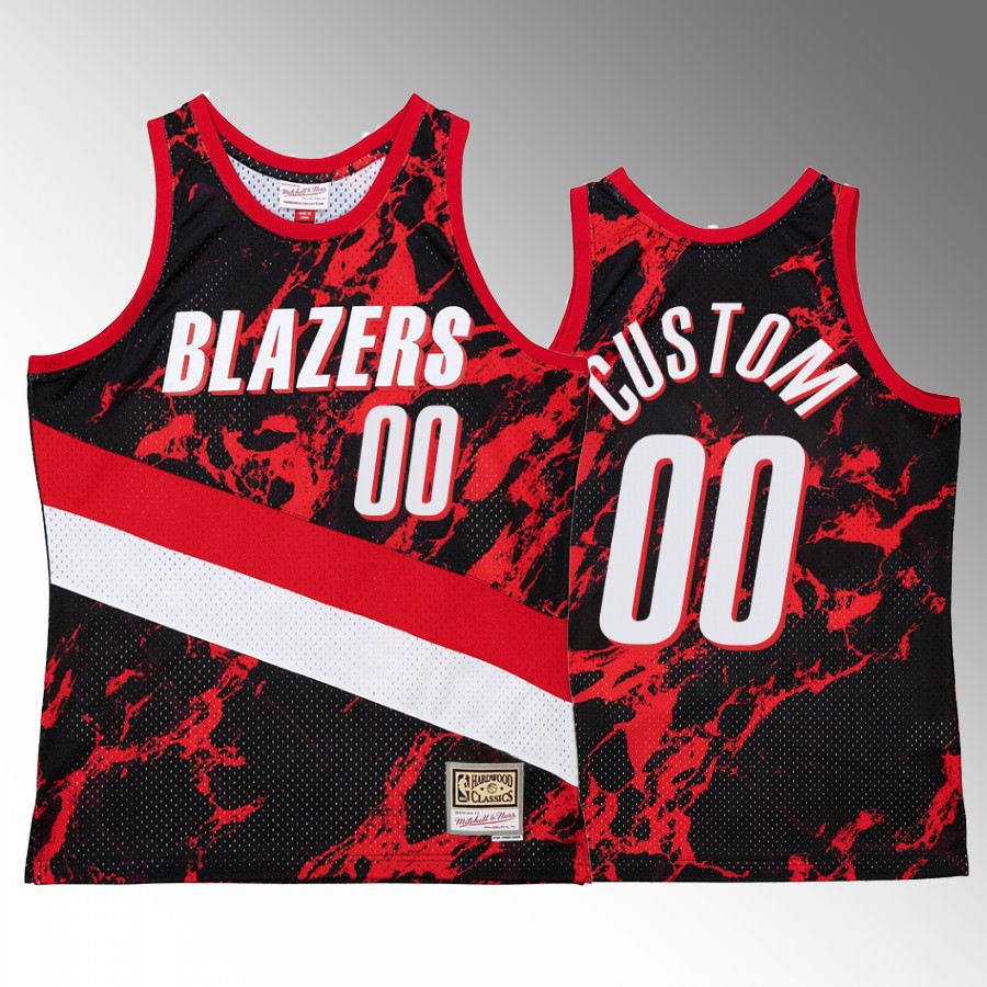 Portland Trail Blazers Custom Red Marble Swingman Men Jersey Hardwood Classics