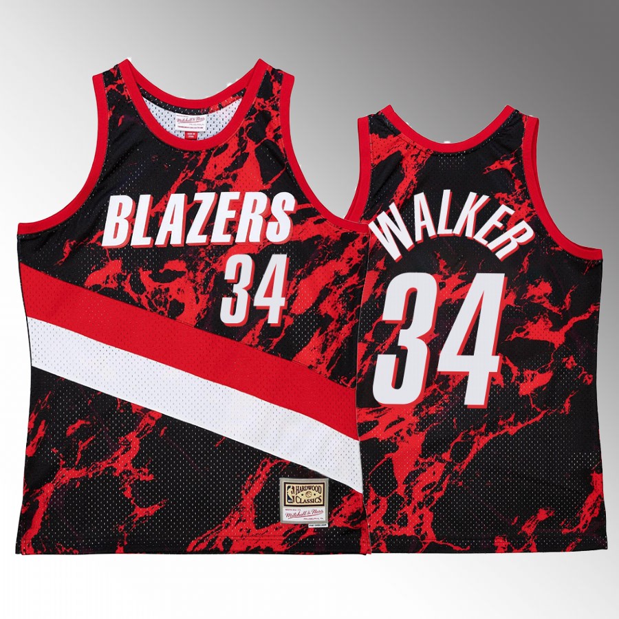 Portland Trail Blazers Jabari Walker Red Marble Swingman Men Jersey Hardwood Classics