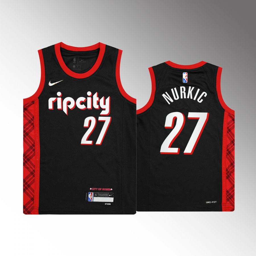 Portland Trail Blazers Jusuf Nurkic City Edition Black Youth Jersey Diamond Badge #27