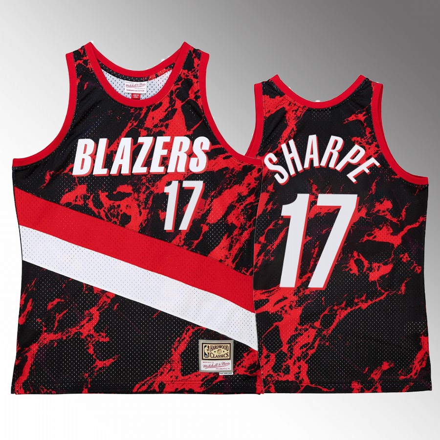 Portland Trail Blazers Shaedon Sharpe Red Marble Swingman Men Jersey Hardwood Classics