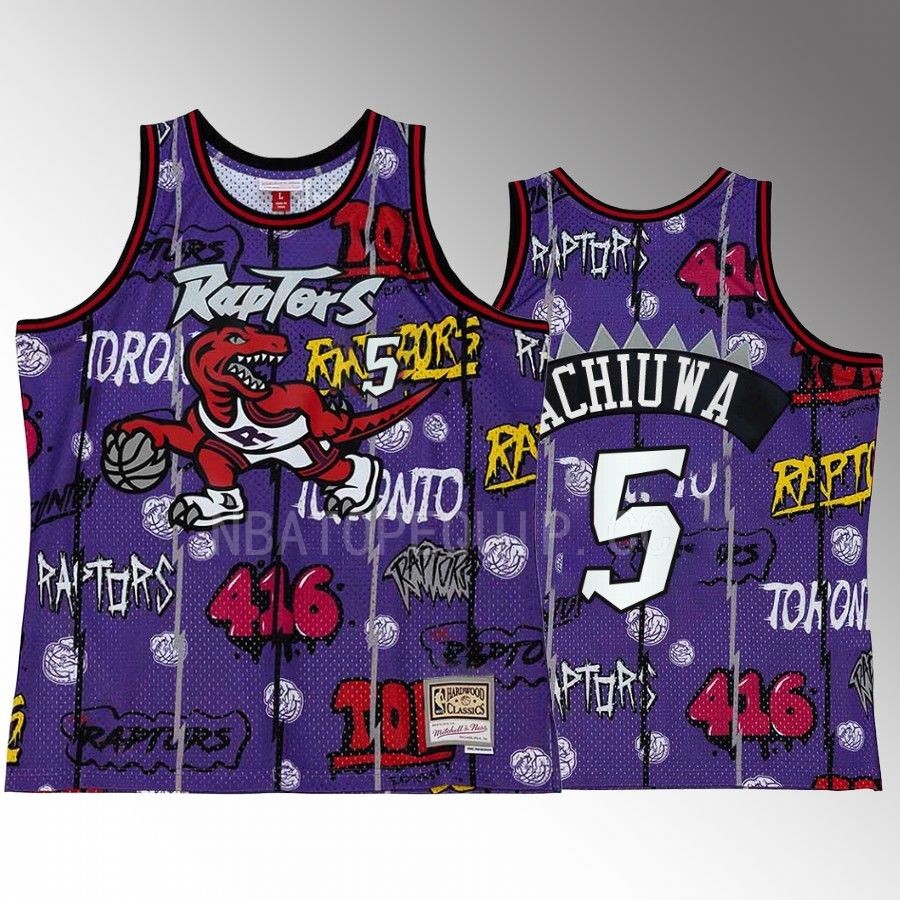 Precious Achiuwa #5 Toronto Raptors Slap Sticker Purple Retro Swingman Jersey