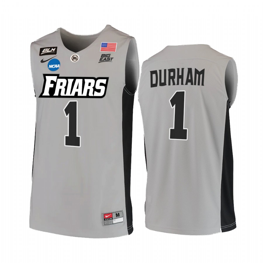 Providence Friars Al Durham 2022 NCAA March Madness #1 Jersey Grey BLM
