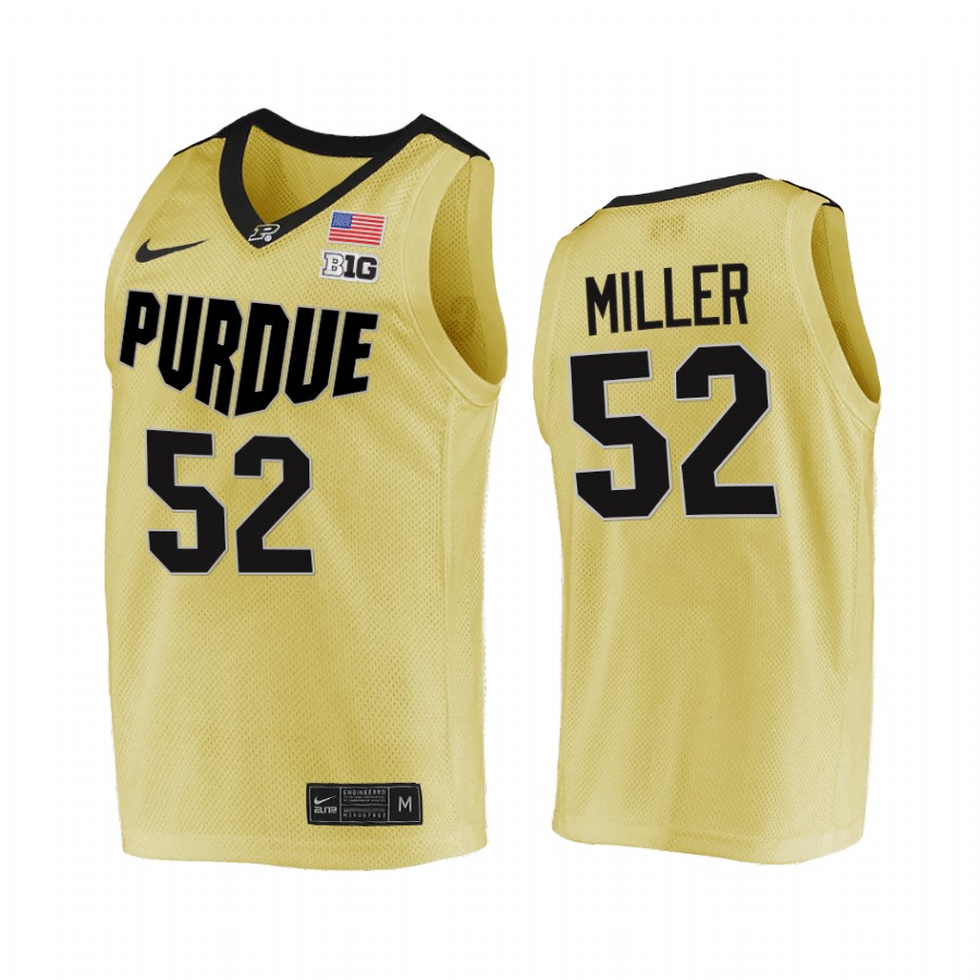 Purdue Boilermakers Brad Miller Jersey College  Gold NBA Alumni Uniform