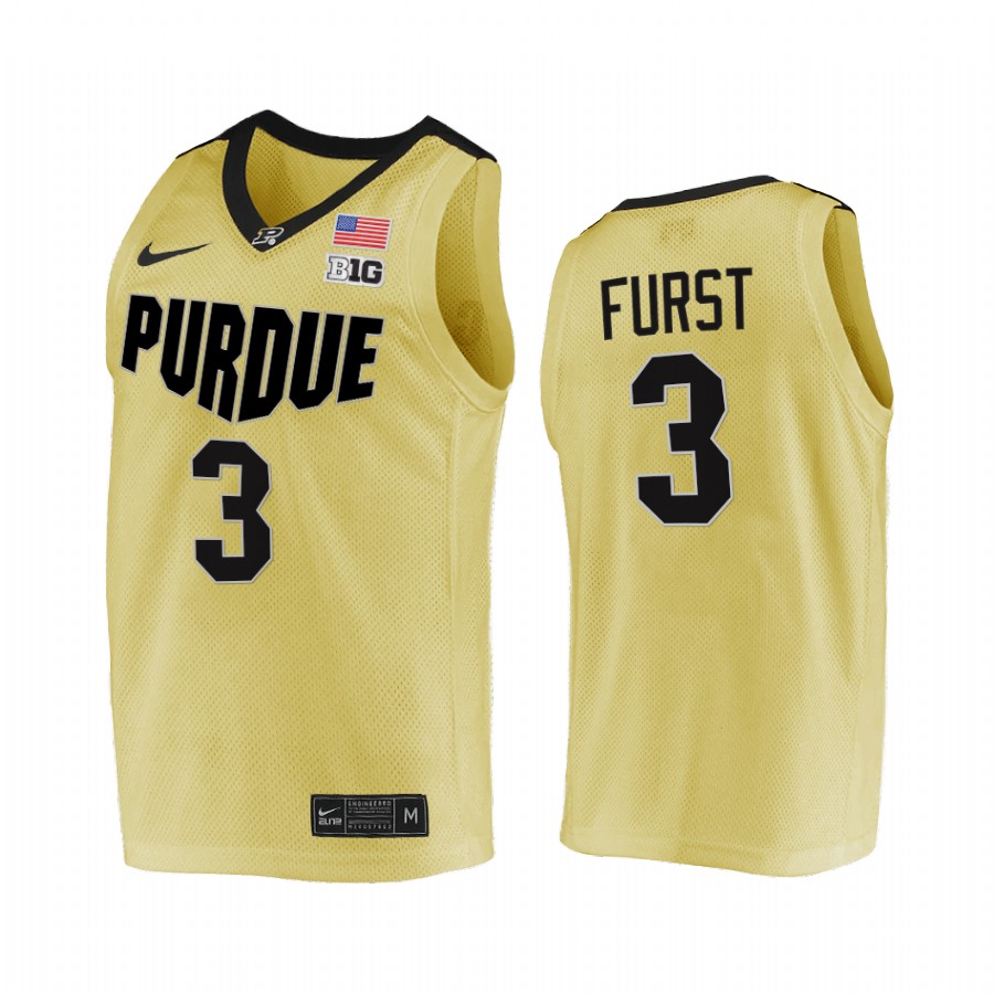 Purdue Boilermakers Caleb Furst Jersey 2021-22 College  Gold Top overall seed Uniform