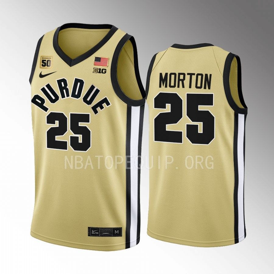 Purdue Boilermakers Ethan Morton Jersey 2022-23  Gold Swanigan patch Uniform