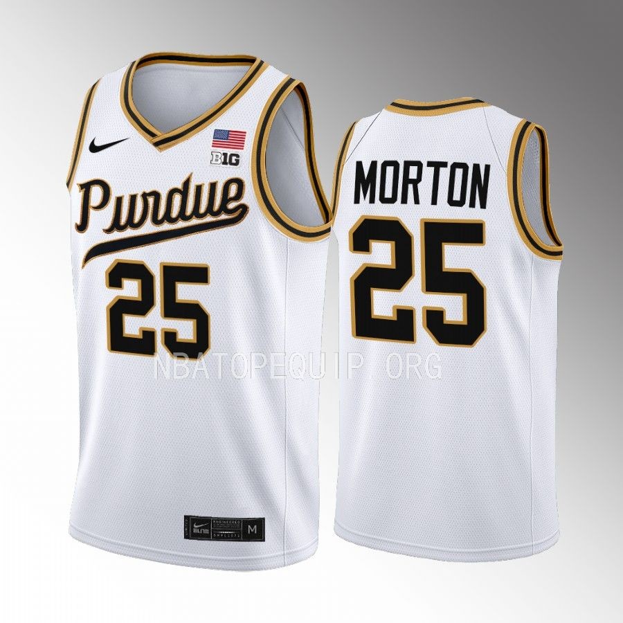 Purdue Boilermakers Ethan Morton Jersey 2022-23 Rick Mount-Era White Throwback  Uniform