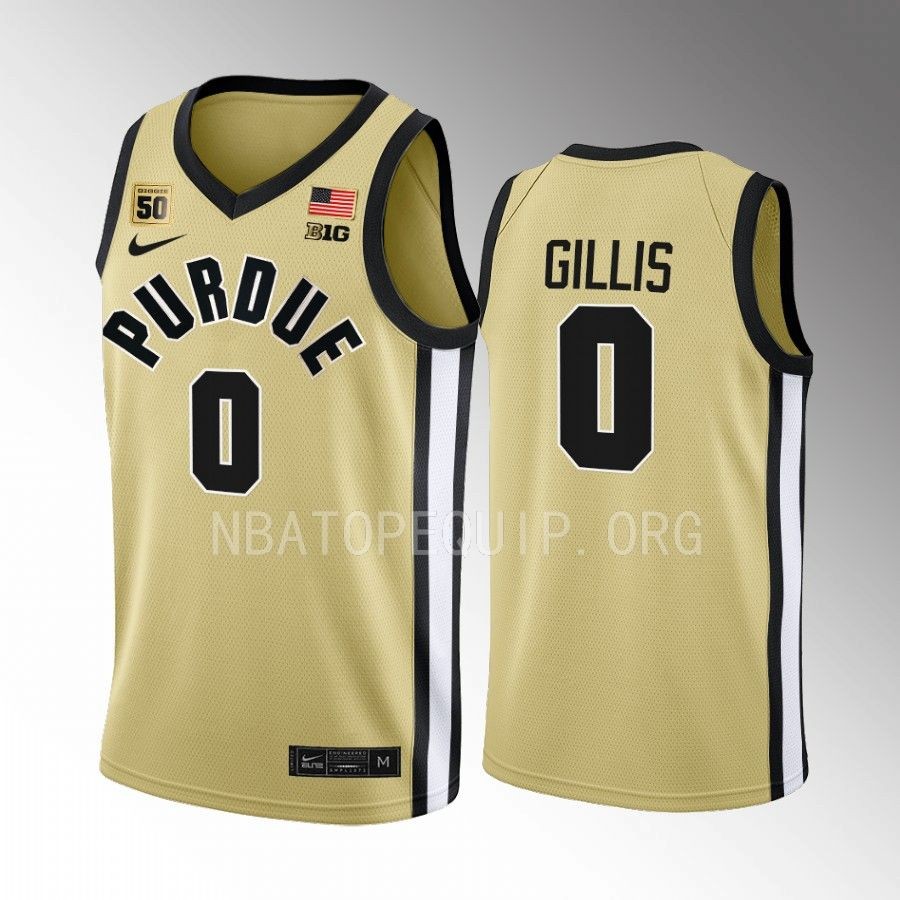 Purdue Boilermakers Mason Gillis Jersey 2022-23  Gold Swanigan patch Uniform
