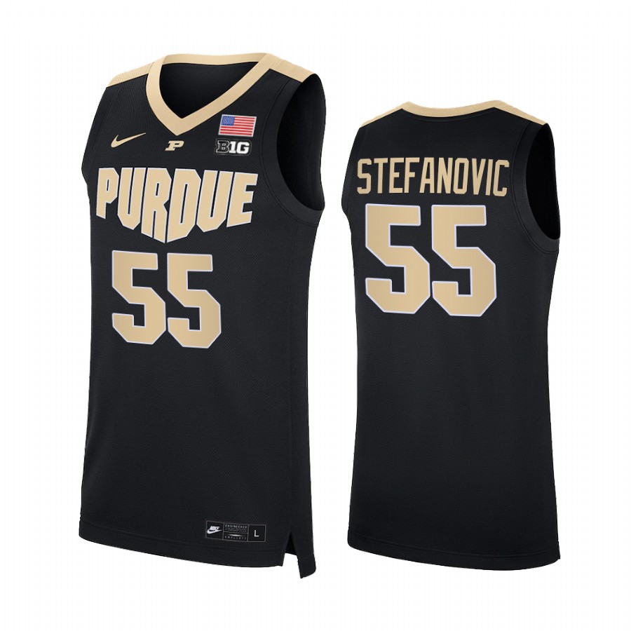 Purdue Boilermakers Sasha Stefanovic Jersey 2021-22 College  Black  Uniform