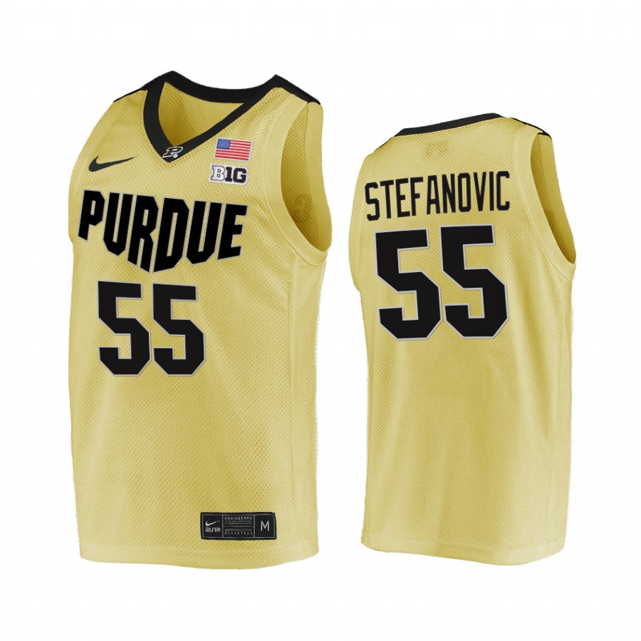 Purdue Boilermakers Sasha Stefanovic Jersey 2021-22 College  Gold Top overall seed Uniform
