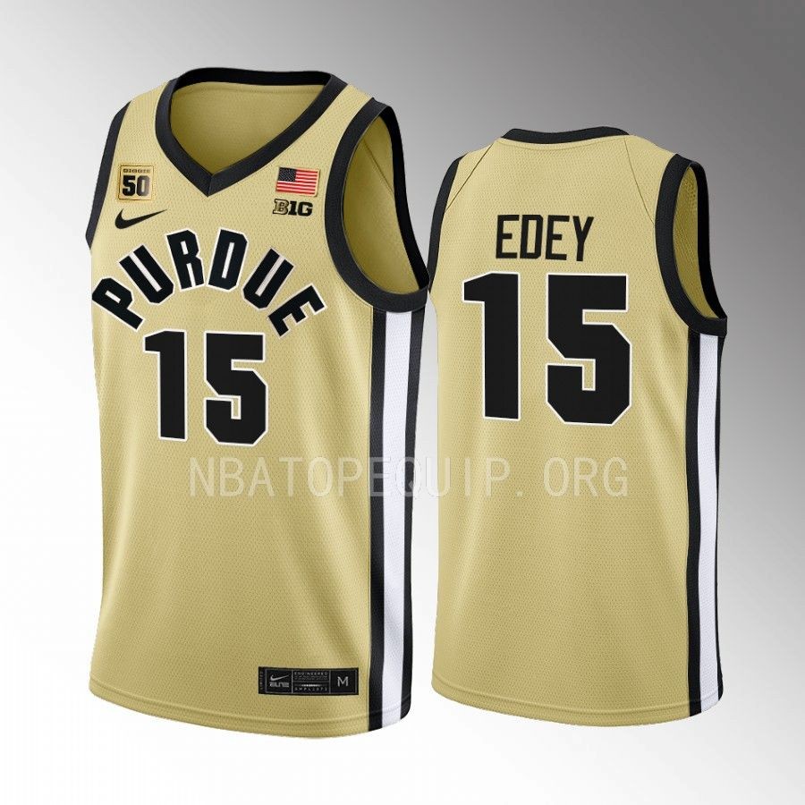 Purdue Boilermakers Zach Edey Jersey 2022-23  Gold Swanigan patch Uniform