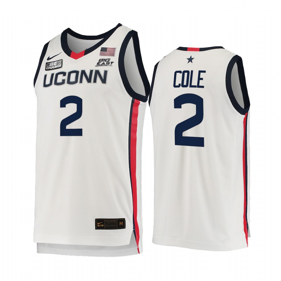 R.J. Cole UConn Huskies White Jersey 2021-22 College