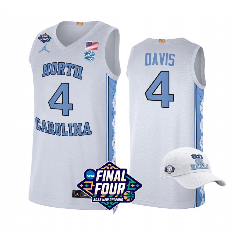 R.J. Davis North Carolina Tar Heels White Jersey 2022 March Madness Final Four