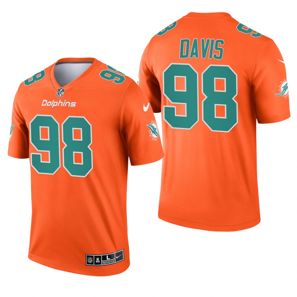 Raekwon Davis Miami Dolphins Orange Jersey Inverted Legend - Men's