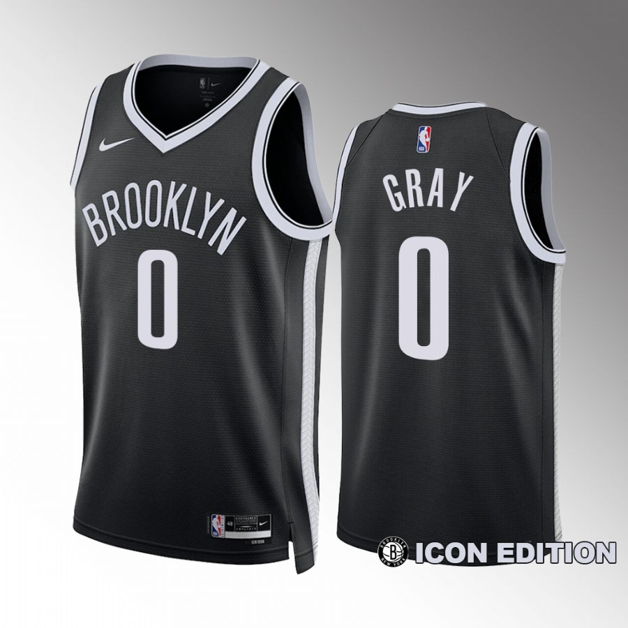 RaiQuan Gray Brooklyn Nets #0 Black Jersey 2022-23 Icon Edition Swingman