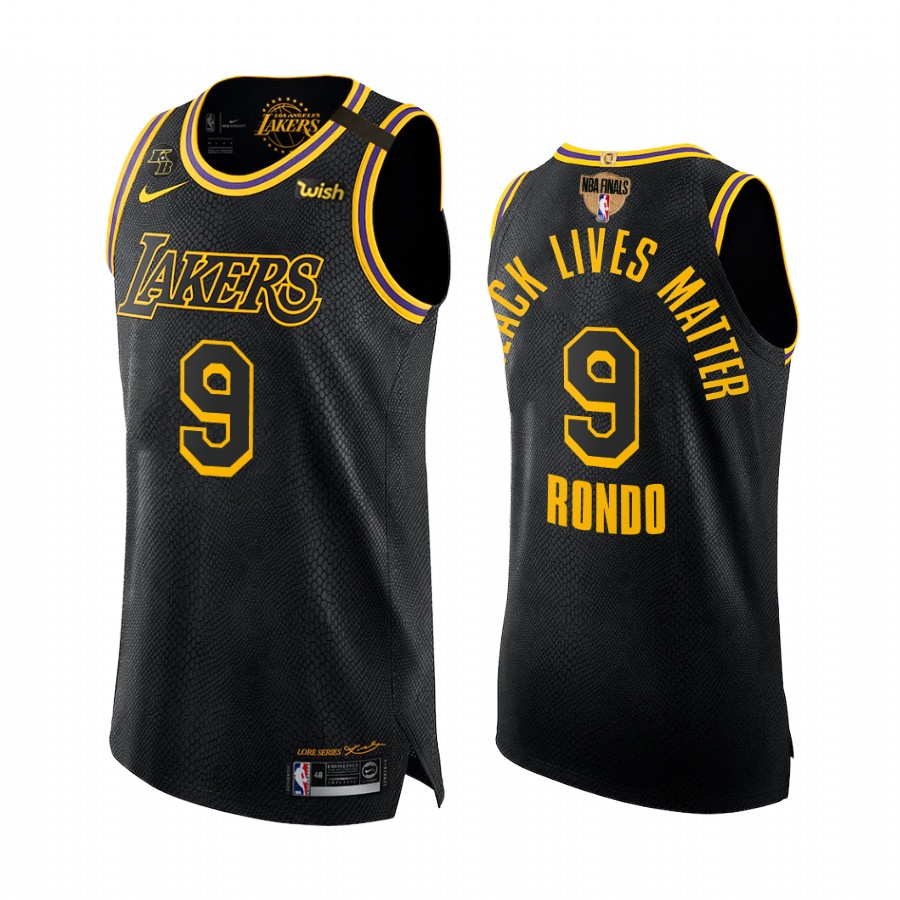 Rajon Rondo Los Angeles Lakers 2020 Finals Mamba Black Jersey Black Lives Matter