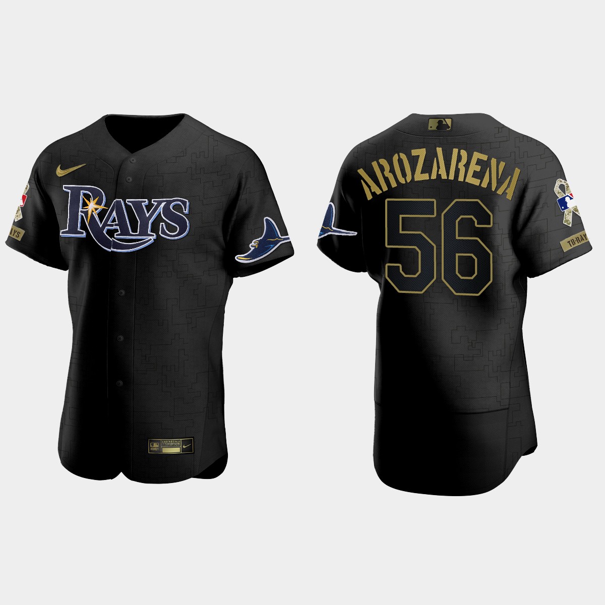 Randy Arozarena Tampa Bay Rays 2021 Salute to Service Jersey - All Black