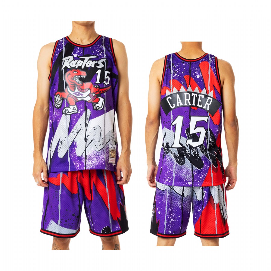 Raptors #15 Vince Carter Hyper Hoop Purple Jersey Throwback Shorts Set