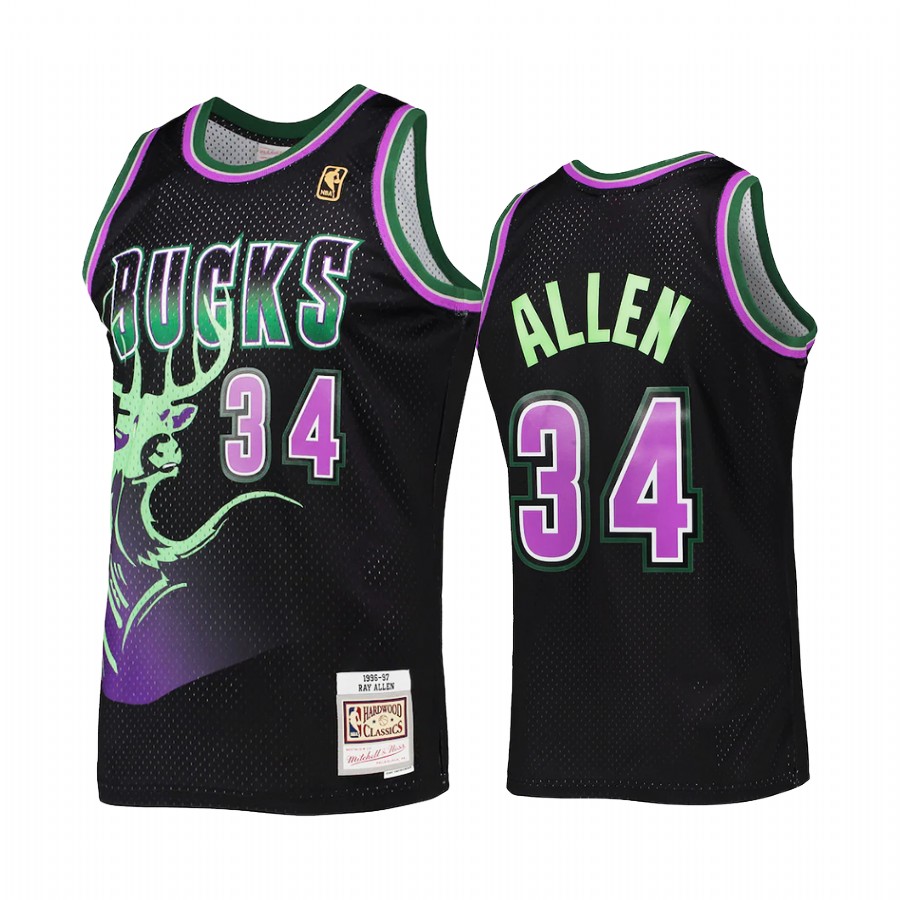 Ray Allen 34 Milwaukee Bucks Reload 2.0 Black Jersey HWC Swingman