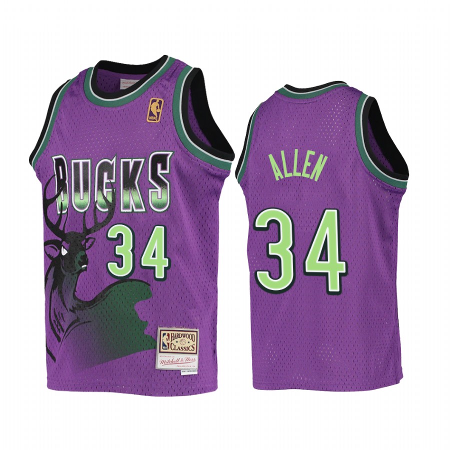 Ray Allen Milwaukee Bucks Youth Purple Reload Jersey Hardwood Classics