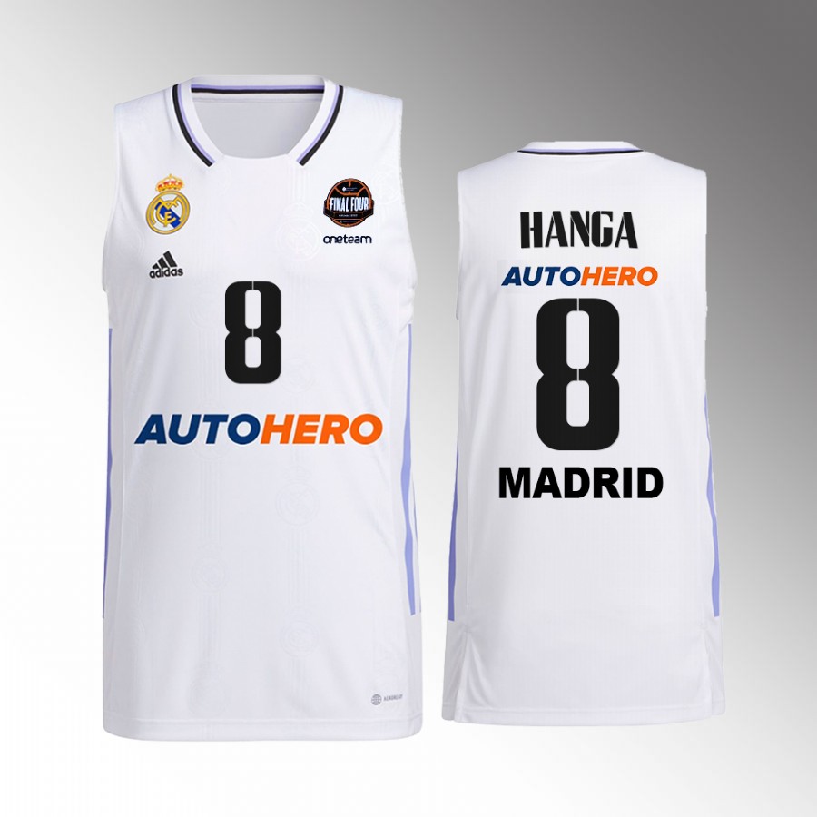 Real Madrid Adam Hanga 11th Euroleague Champions White Jersey #8 Home Shirt