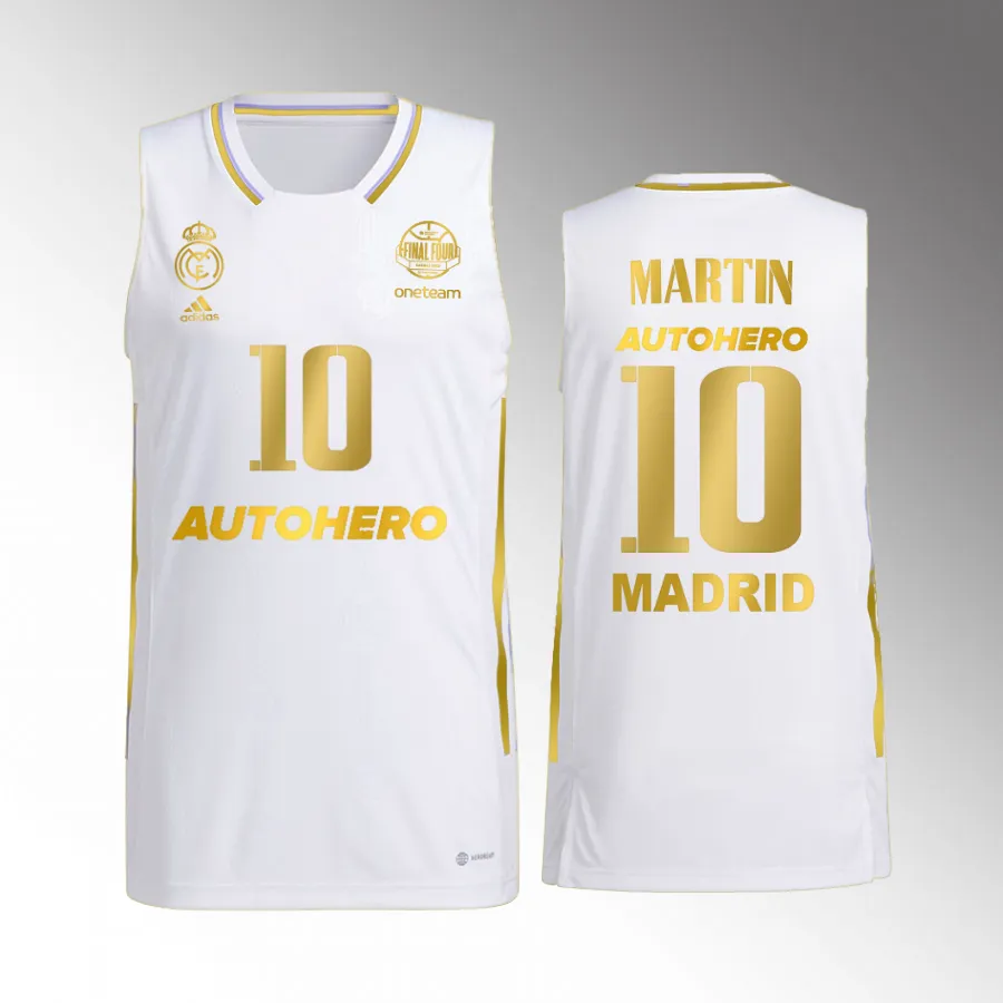 Real Madrid  Euroleague CHAMP11ONS Fernando Martin White #10 Jersey Golden Edition