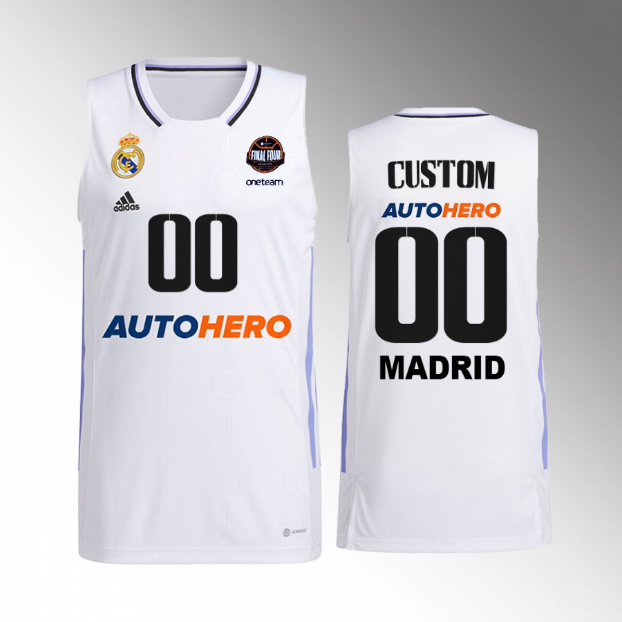Real Madrid Custom 11th Euroleague Champions White Jersey #00 Home Shirt