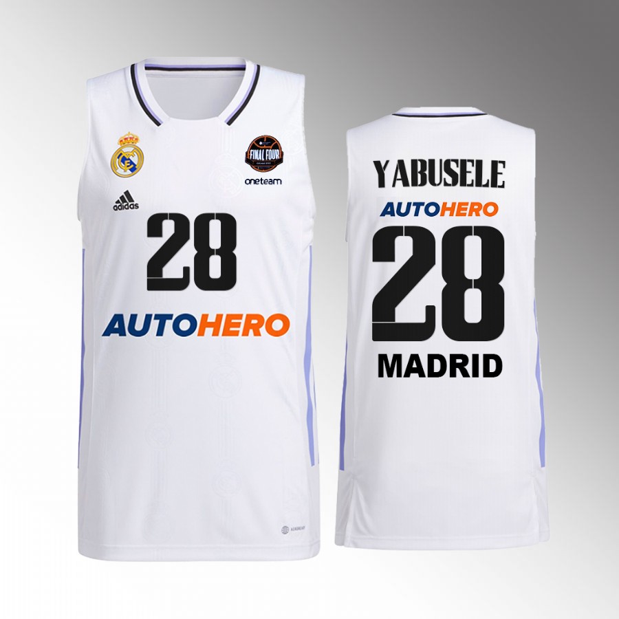 Real Madrid Guerschon Yabusele 11th Euroleague Champions White Jersey #28 Home Shirt