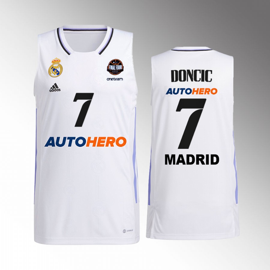 Real Madrid Luka Doncic 11th Euroleague Champions White Jersey #7 Home Shirt