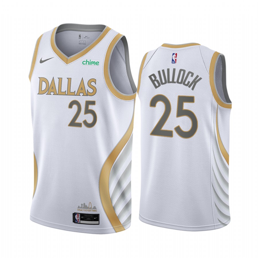 Reggie Bullock Dallas Mavericks White City Edition #25 Jersey 2021 Trade