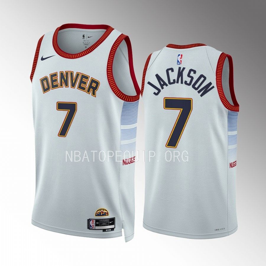 Reggie Jackson 2022-23 Denver Nuggets White #7 City Edition Jersey Swingman