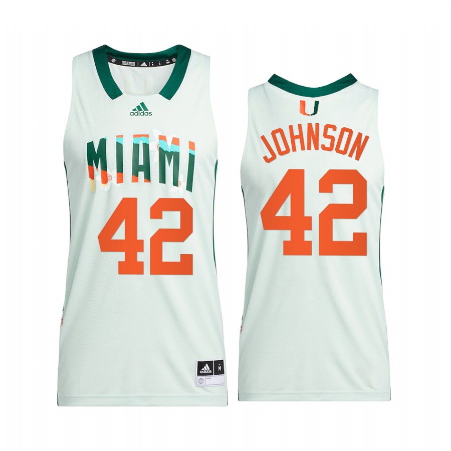 Reggie Johnson Miami Hurricanes White Jersey Honoring Black Excellence Alumni