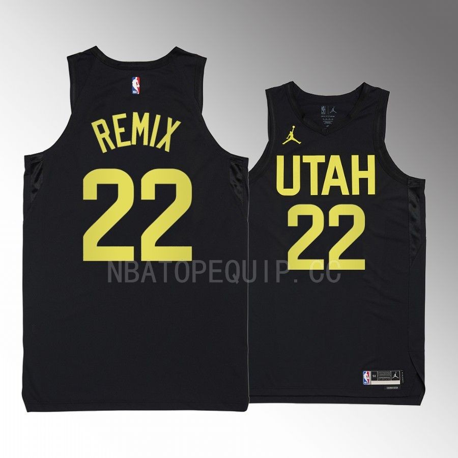 Remix 2022-23 Utah Jazz Black #22 Statement Edition Jersey Yth