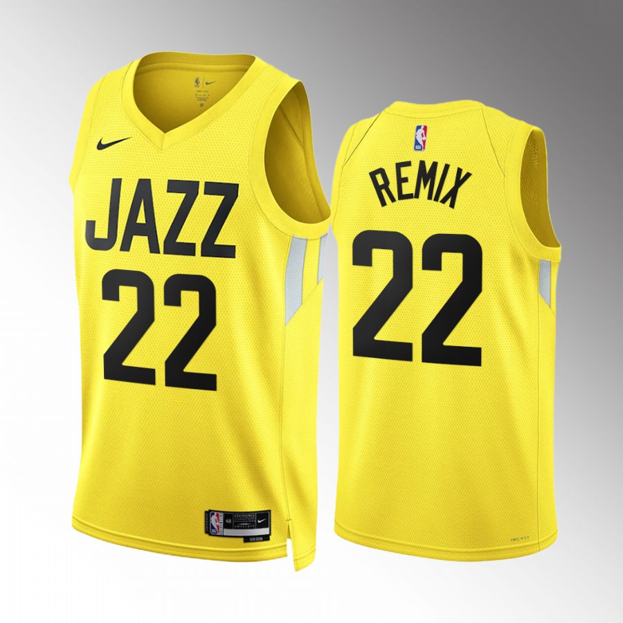 Remix 2022-23 Utah Jazz Yellow #22 Icon Edition Jersey Yth