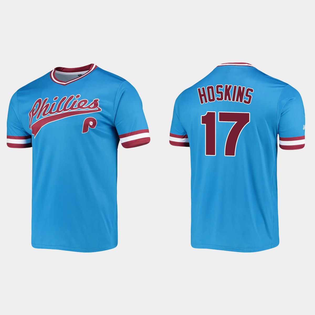 Rhys Hoskins Philadelphia Phillies Cooperstown Collection Stitches Jersey - Light Blue