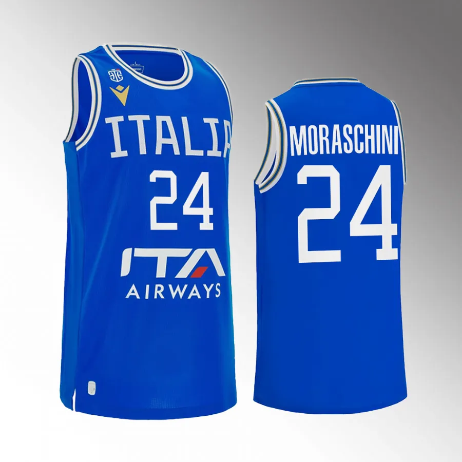 Riccardo Moraschini Italy  2023 FIBA World Cup Blue Jersey Home #24