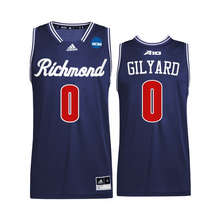 Richmond Spiders Jacob Gilyard Jersey 2022 NCAA March Madness Navy  Uniform